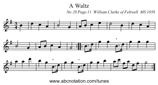 A Waltz - staff notation