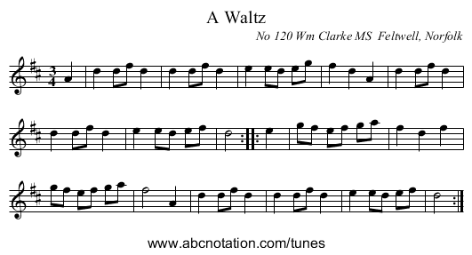 A Waltz - staff notation