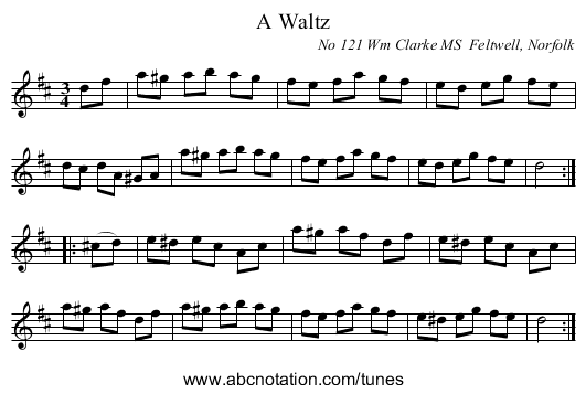A Waltz - staff notation
