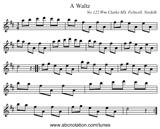 A Waltz - staff notation