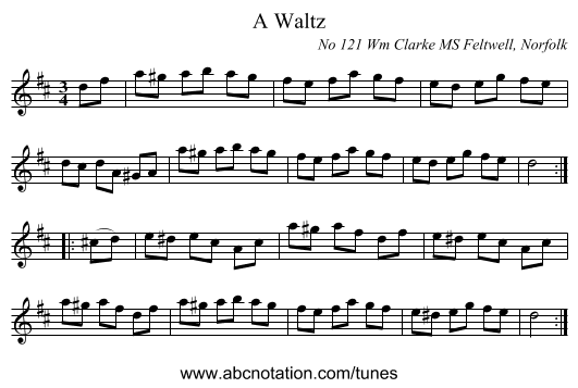 A Waltz - staff notation