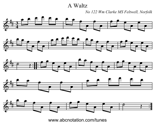 A Waltz - staff notation