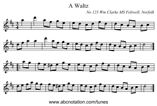 A Waltz - staff notation