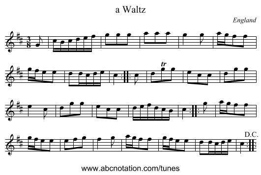 a Waltz - staff notation