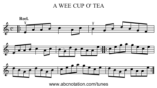 A WEE CUP O' TEA - staff notation