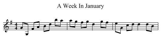 A Week In January - staff notation