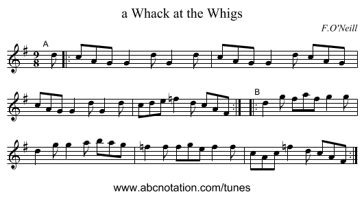 a Whack at the Whigs - staff notation