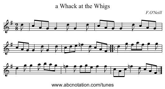 a Whack at the Whigs - staff notation