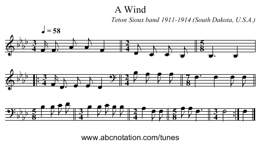 A Wind - staff notation