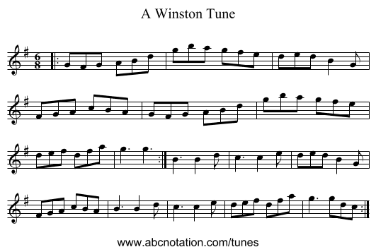 A Winston Tune - staff notation
