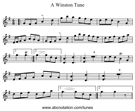 A Winston Tune - staff notation