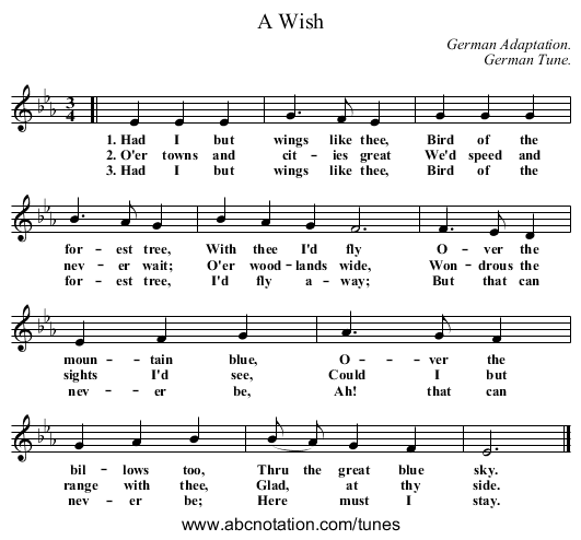 A Wish - staff notation