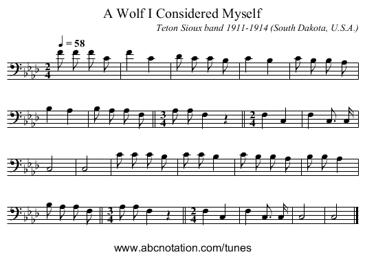 A Wolf I Considered Myself - staff notation