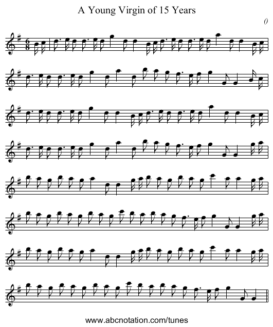 A Young Virgin of 15 Years - staff notation