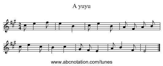 A yuyu - staff notation