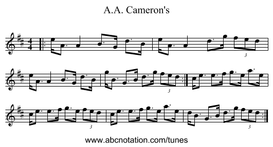 A.A. Cameron's - staff notation