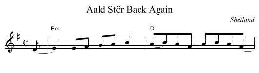 Aald St&ouml;r Back Again - staff notation