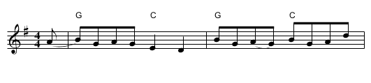 Aandowin At Da Bowe - staff notation
