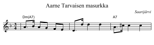 Aarne Tarvaisen masurkka - staff notation