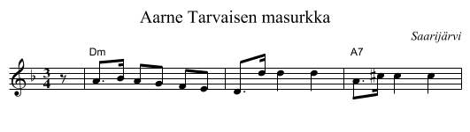 Aarne Tarvaisen masurkka - staff notation