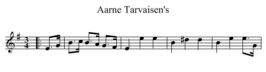 Aarne Tarvaisen's - staff notation