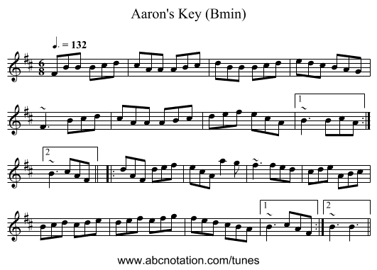 Aaron's Key (Bmin) - staff notation