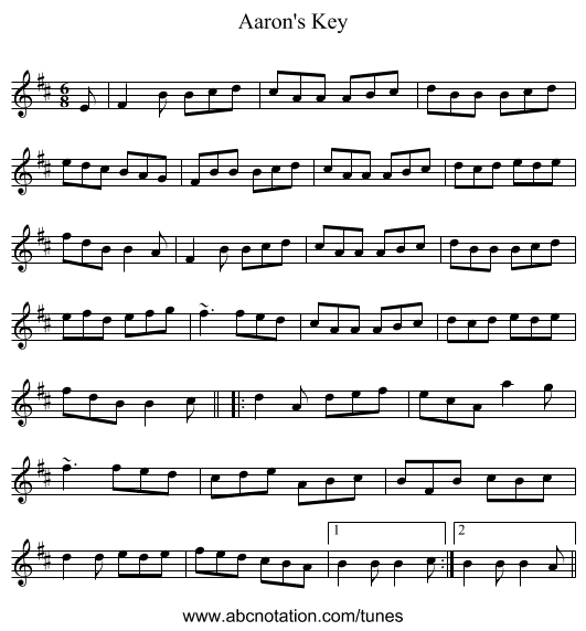 Aaron's Key - staff notation