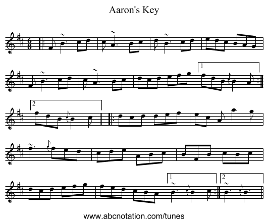 Aaron's Key - staff notation