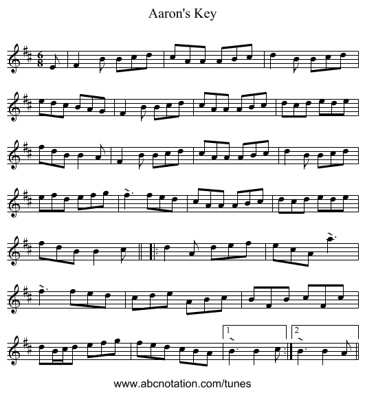 Aaron's Key - staff notation