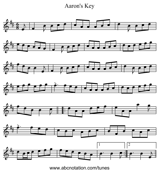 Aaron's Key - staff notation
