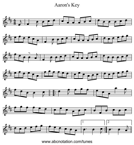 Aaron's Key - staff notation