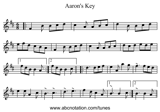 Aaron's Key - staff notation