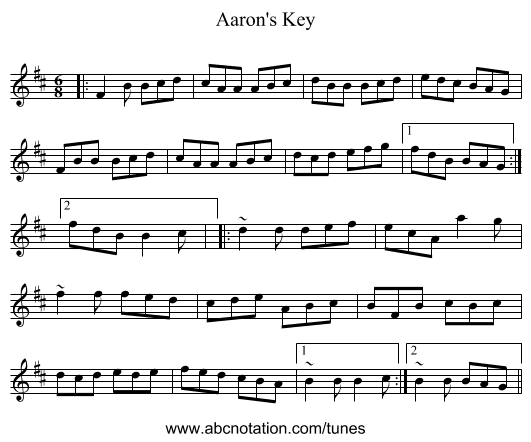 Aaron's Key - staff notation