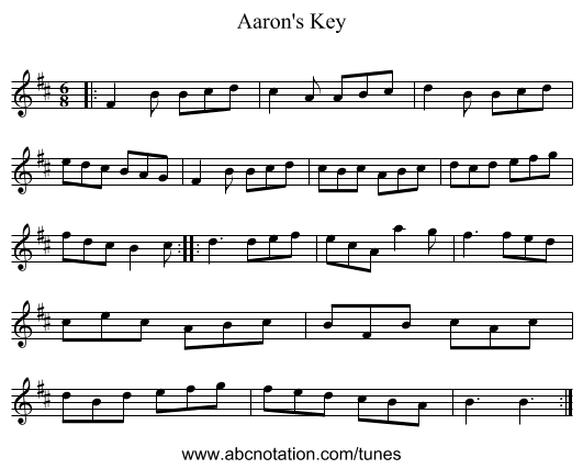 Aaron's Key - staff notation