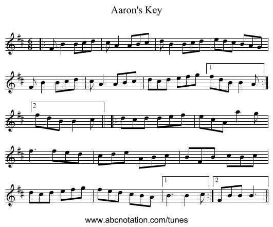 Aaron's Key - staff notation