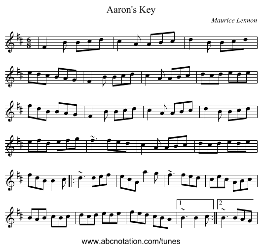 Aaron's Key - staff notation