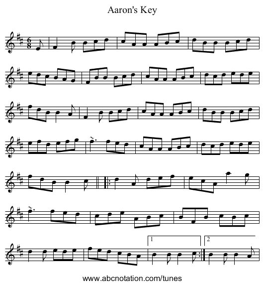 Aaron's Key - staff notation