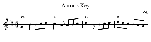 Aaron's Key - staff notation