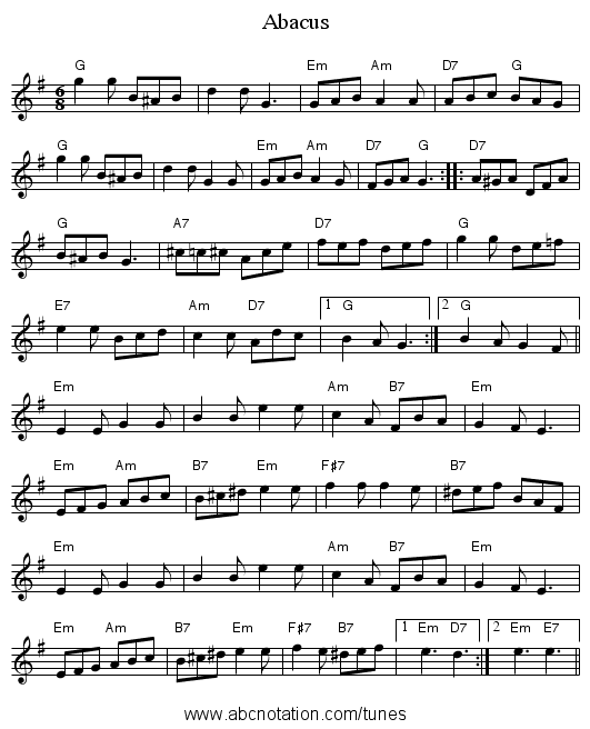 Abacus - staff notation