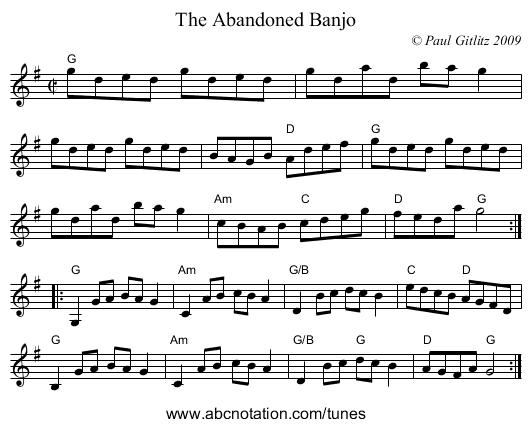 Abandoned Banjo, The - staff notation