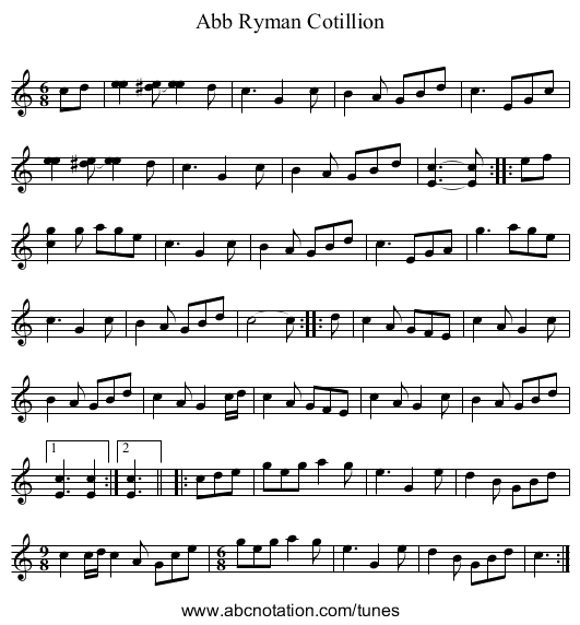 Abb Ryman Cotillion - staff notation