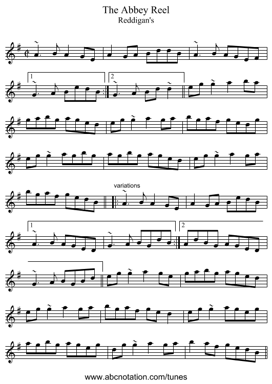 Abbey Reel, The - staff notation