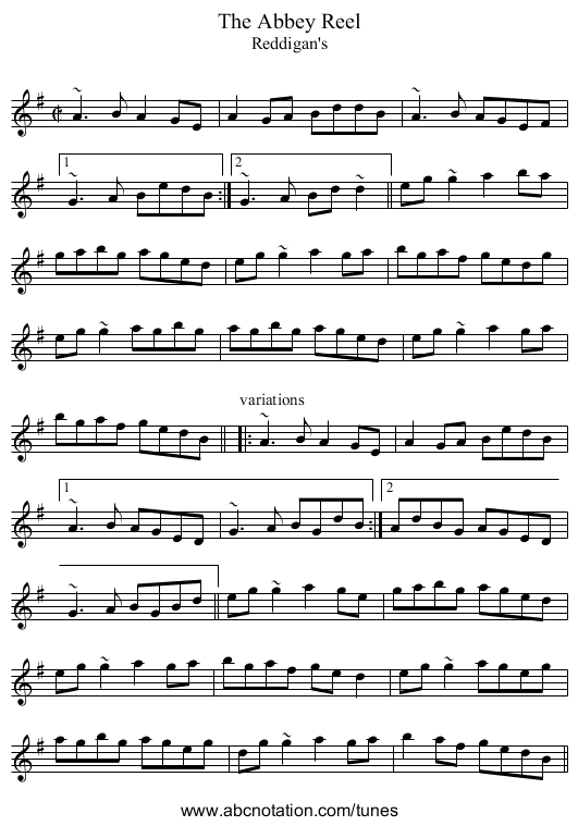 Abbey Reel, The - staff notation