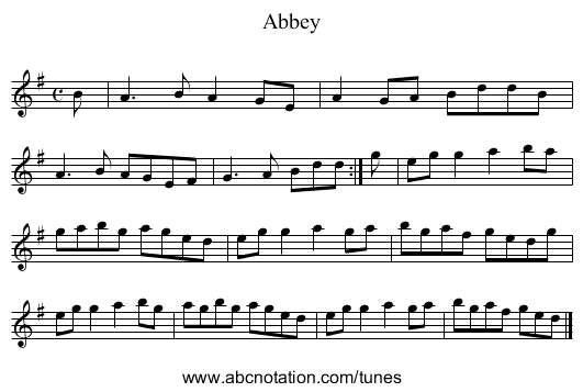 Abbey - staff notation