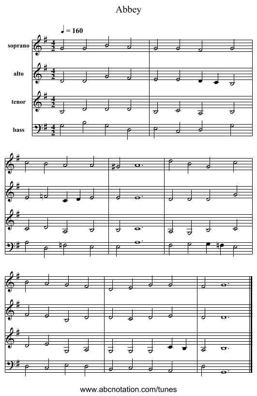 Abbey - staff notation