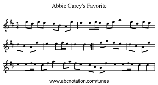 Abbie Carey's Favorite - staff notation