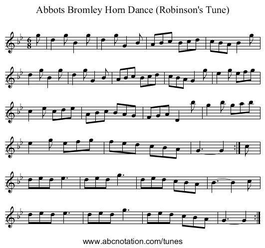 Abbots Bromley Horn Dance (Robinson's Tune) - staff notation