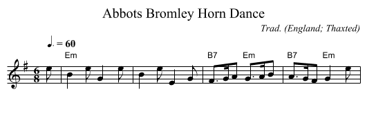 Abbots Bromley Horn Dance - staff notation