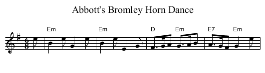 Abbott's Bromley Horn Dance - staff notation