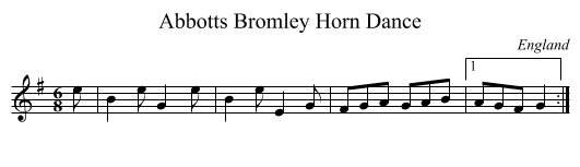 Abbotts Bromley Horn Dance - staff notation